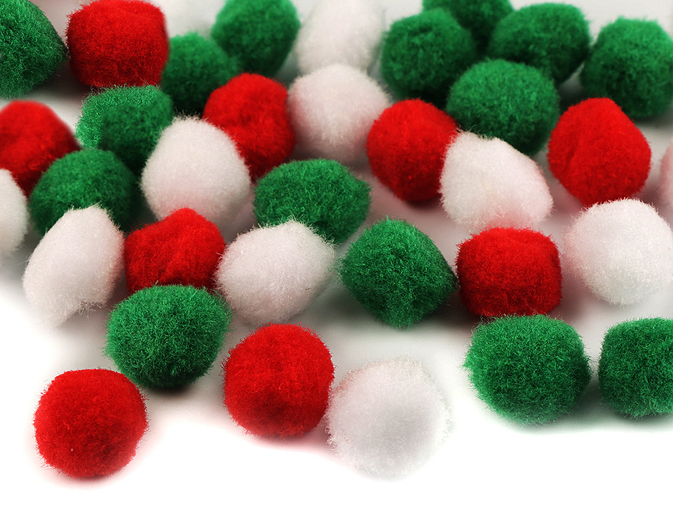 Pompoane mix culori, ø20 mm - Negru (1 Sac)