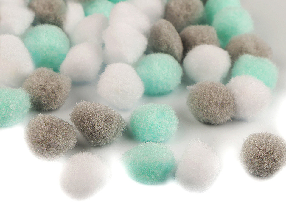 Pompoane mix culori, ø20 mm - Negru (1 Sac)