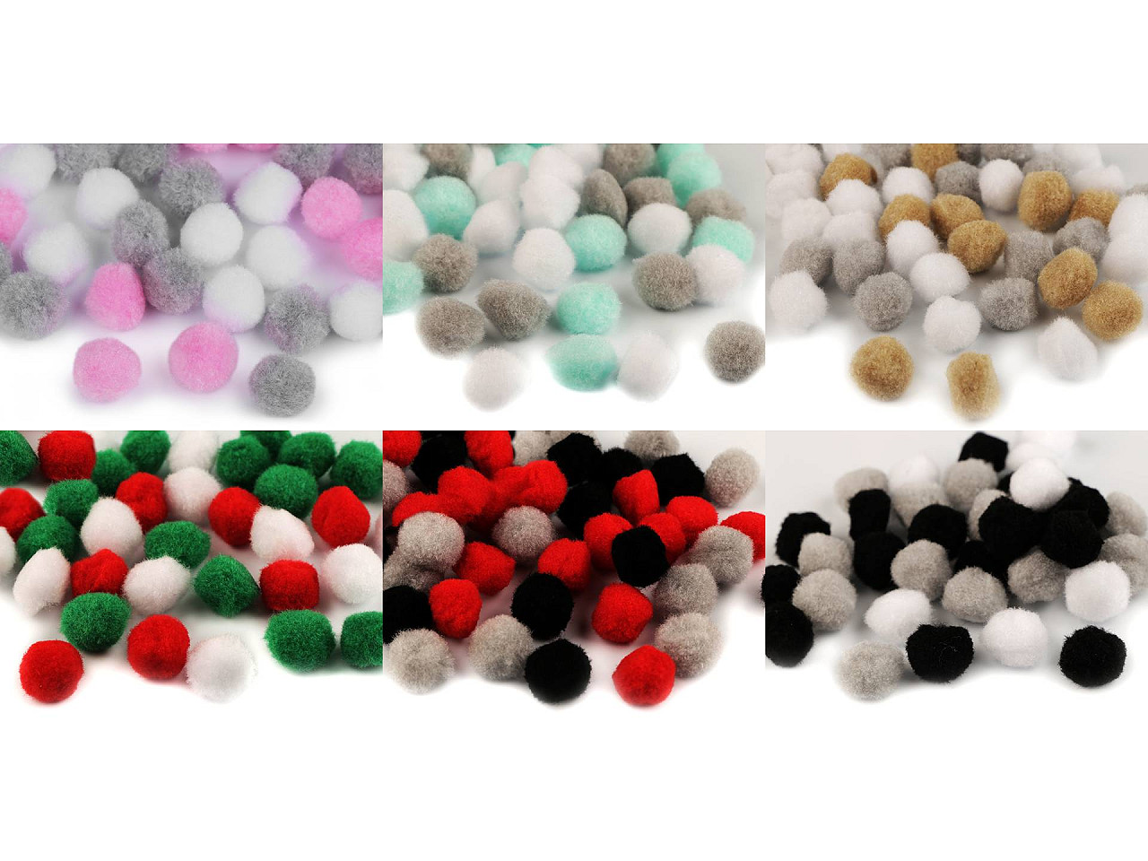 Pompoane mix culori, ø20 mm - Negru (1 Sac)