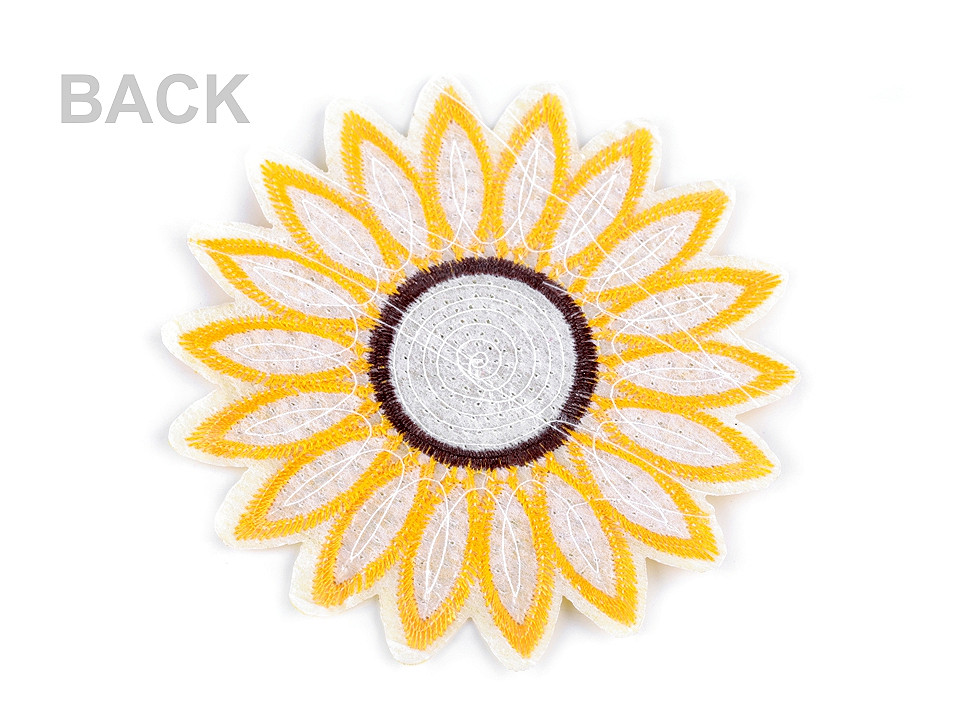 Aplicație termoadezivă - floarea soarelui cu paiete - Galben (10 Bucăți)