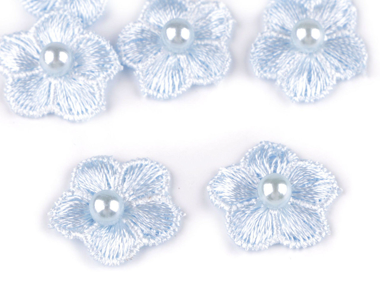 Flori brodate cu perlă, ø2 cm - Mov deschis (10 Bucăți)
