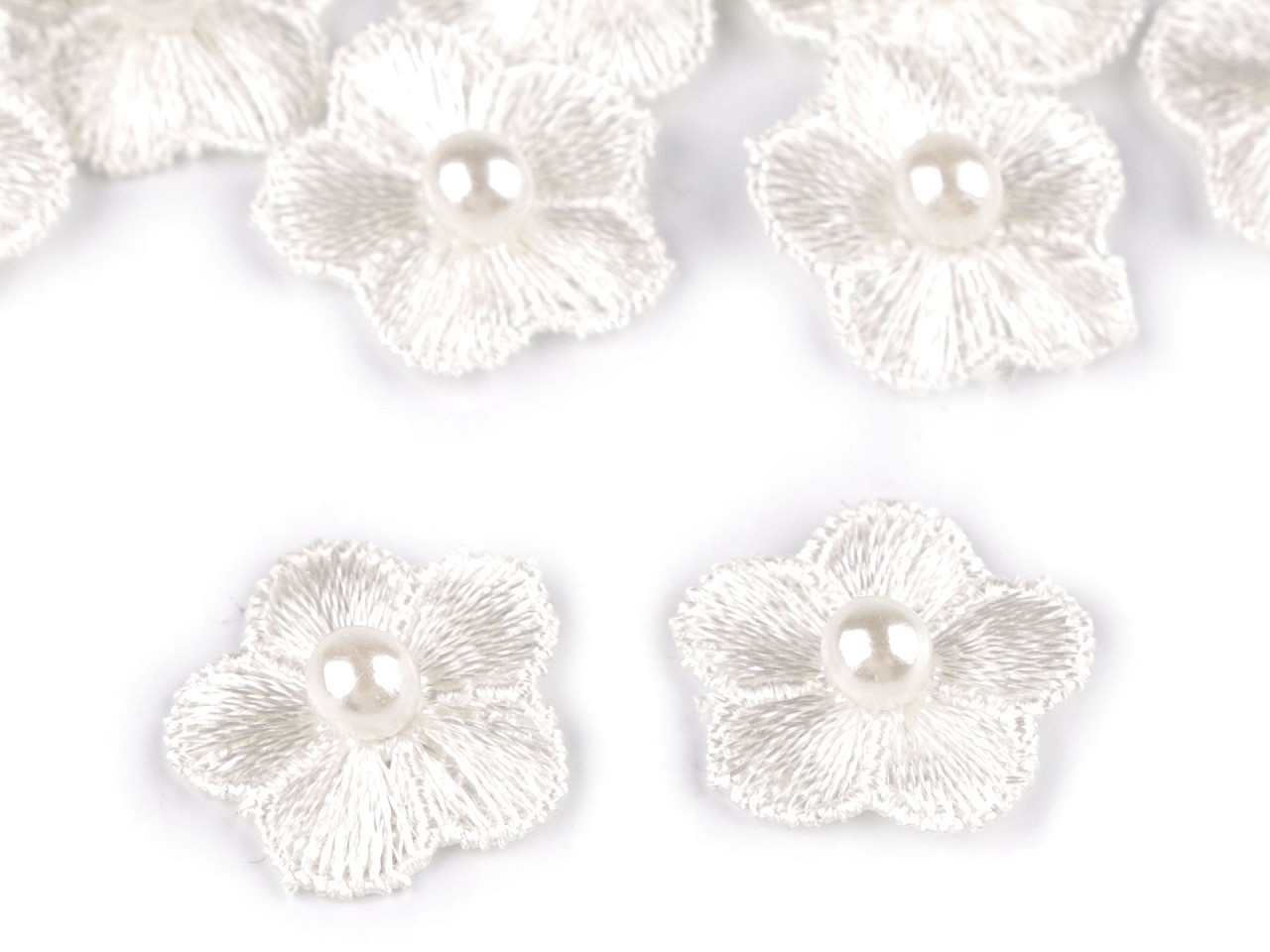 Flori brodate cu perlă, ø2 cm - Mov deschis (10 Bucăți)