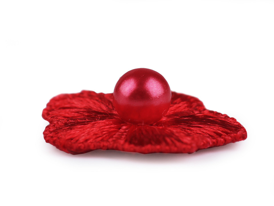 Flori brodate cu perlă, ø2 cm - Mov deschis (10 Bucăți)