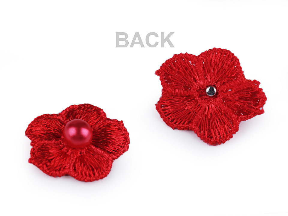 Flori brodate cu perlă, ø2 cm - Mov deschis (10 Bucăți)