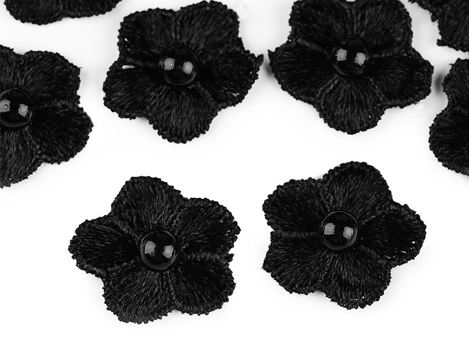 Flori brodate cu perlă, ø2 cm - Mov deschis (10 Bucăți)