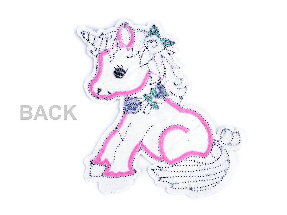 Aplicație termoadezivă cu paiete - unicorn, înghețată - Alb (1 Bucată)