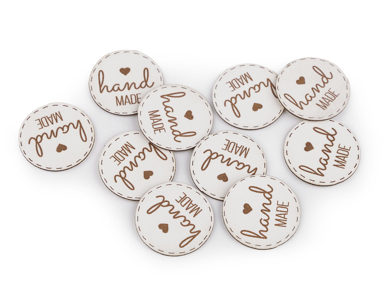 Aplicatie / eticheta din piele ecologica - hand made - Gri neutral (10 Bucăți)
