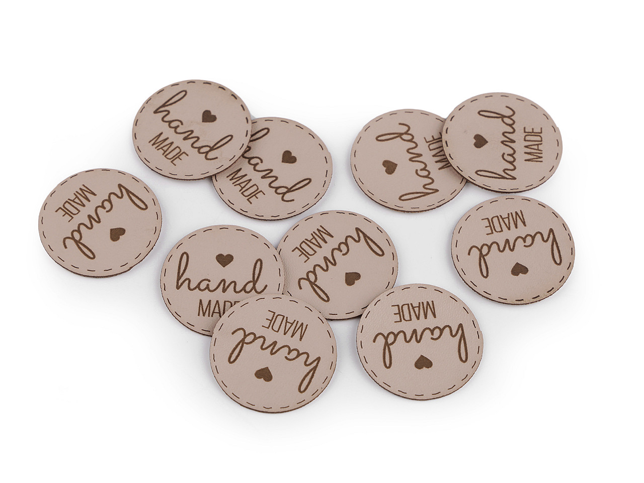 Aplicatie / eticheta din piele ecologica - hand made - Gri neutral (10 Bucăți)