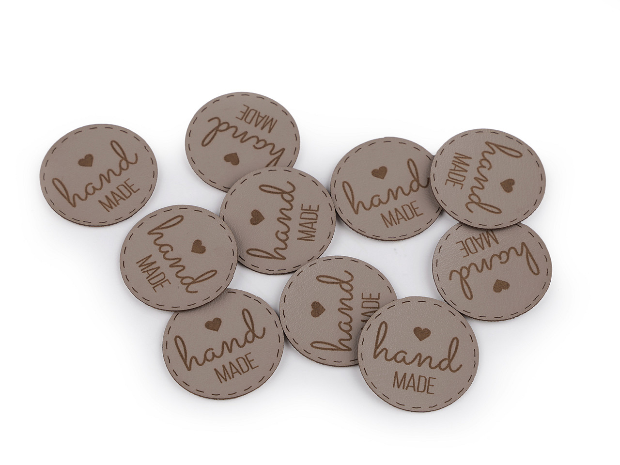 Aplicatie / eticheta din piele ecologica - hand made - Gri neutral (10 Bucăți)