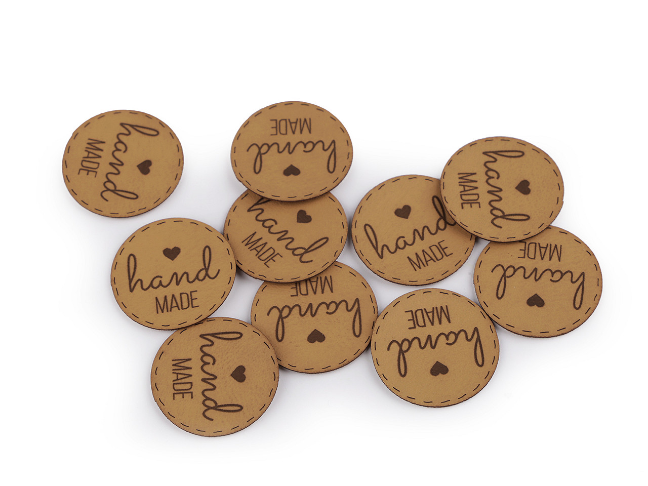 Aplicatie / eticheta din piele ecologica - hand made - Gri neutral (10 Bucăți)