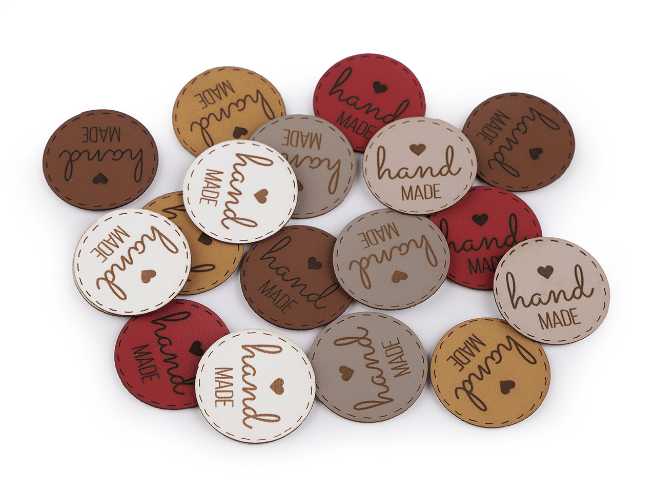 Aplicatie / eticheta din piele ecologica - hand made - Gri neutral (10 Bucăți)