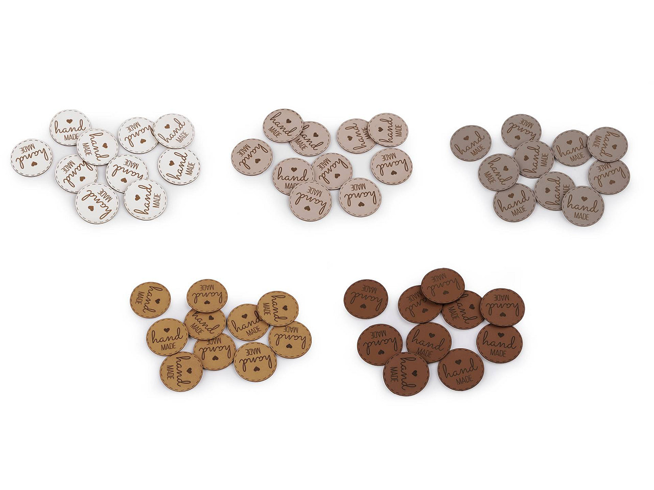 Aplicatie / eticheta din piele ecologica - hand made - Gri neutral (10 Bucăți)