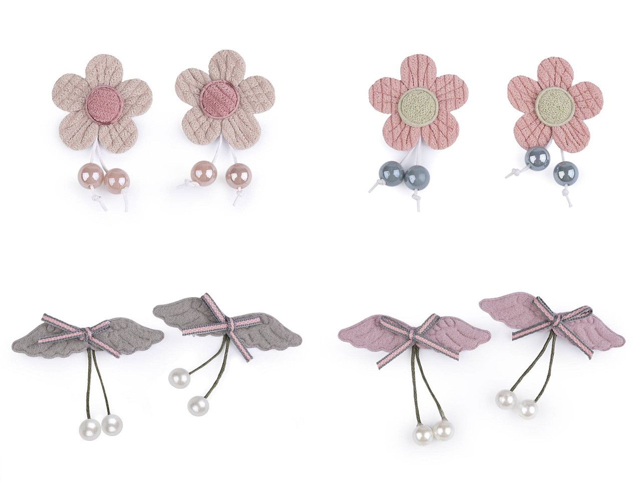 Aplicație flori, aripi - Roz vintage (10 Bucăți)