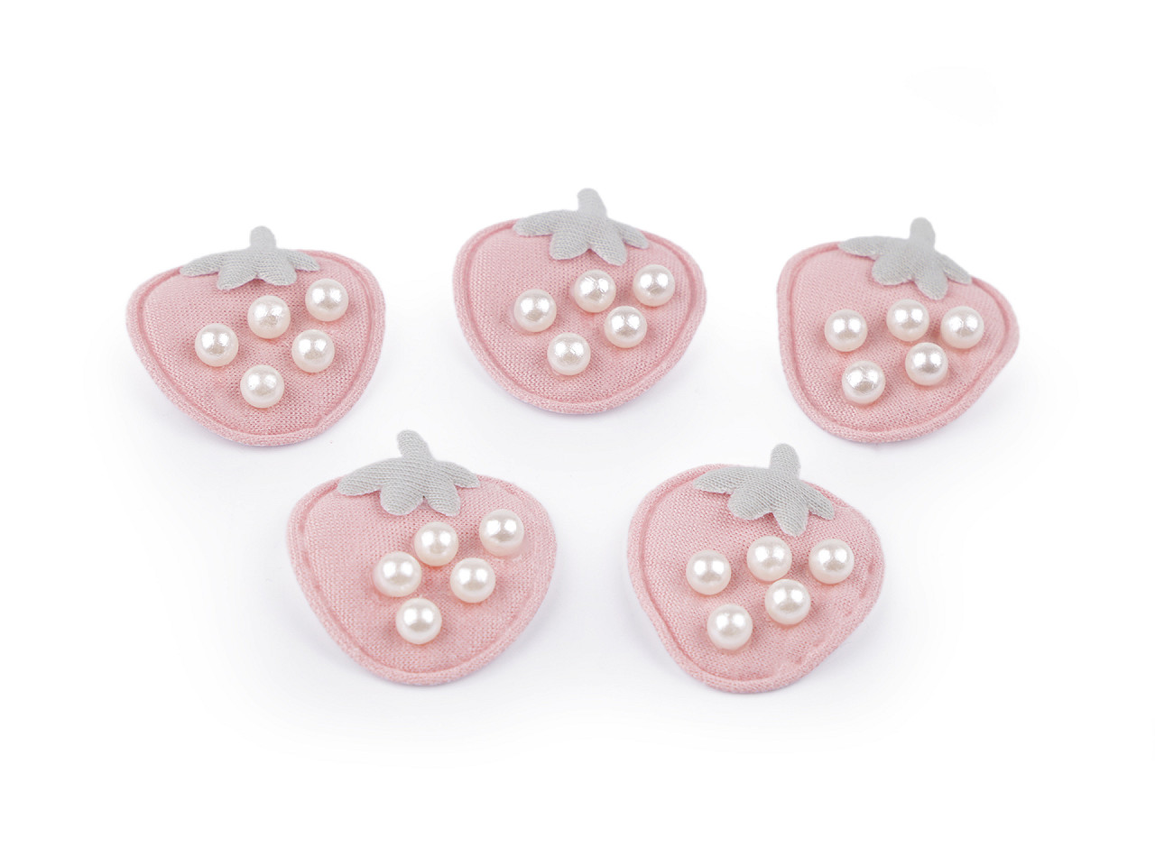 Aplicație de cusut capsuni, inima - Roz pudrat (2 Bucăți)