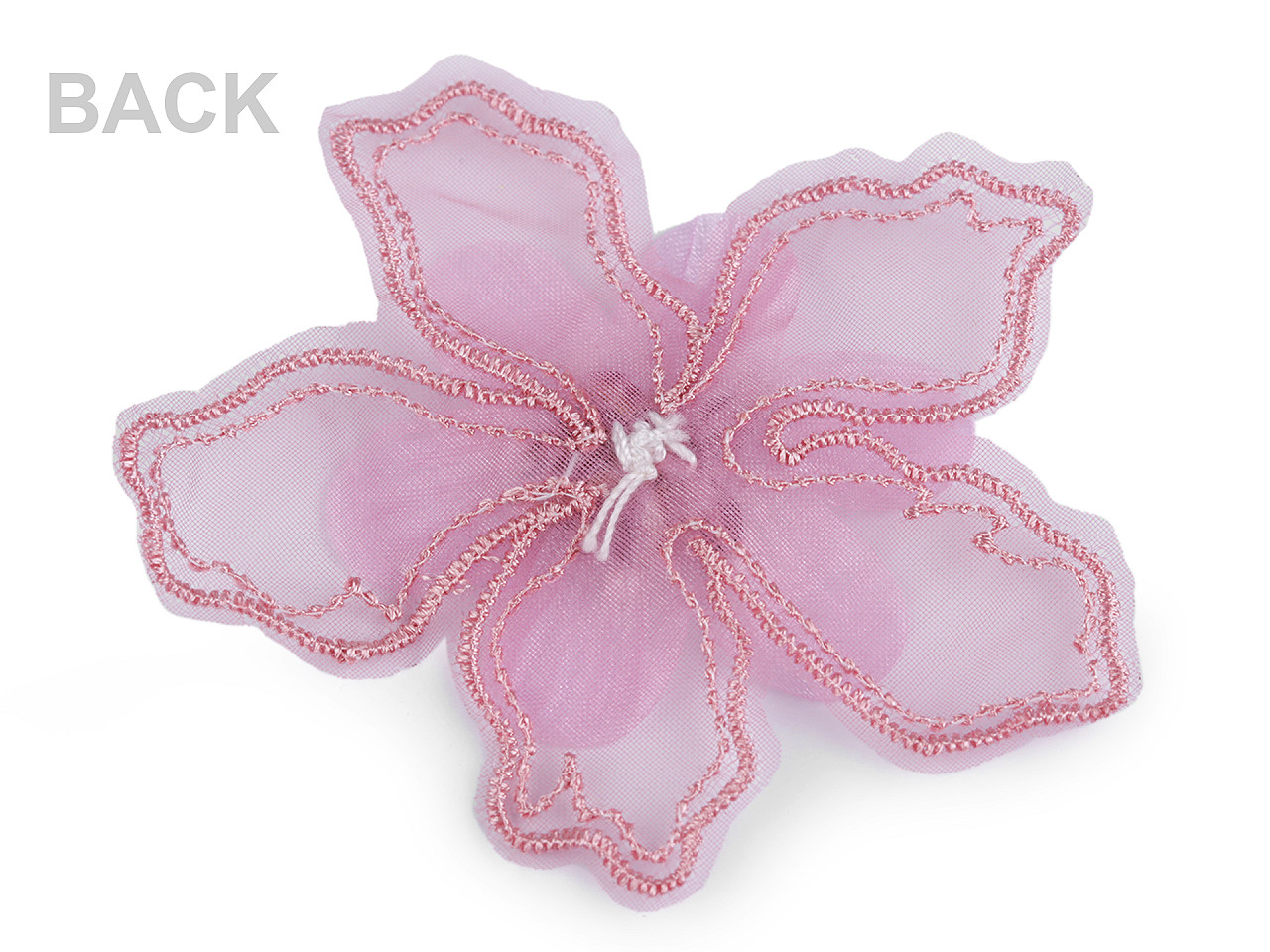 Floare textila cu margele pentru ornare ø8 cm - Verde pastel deschis (10 Bucăți)