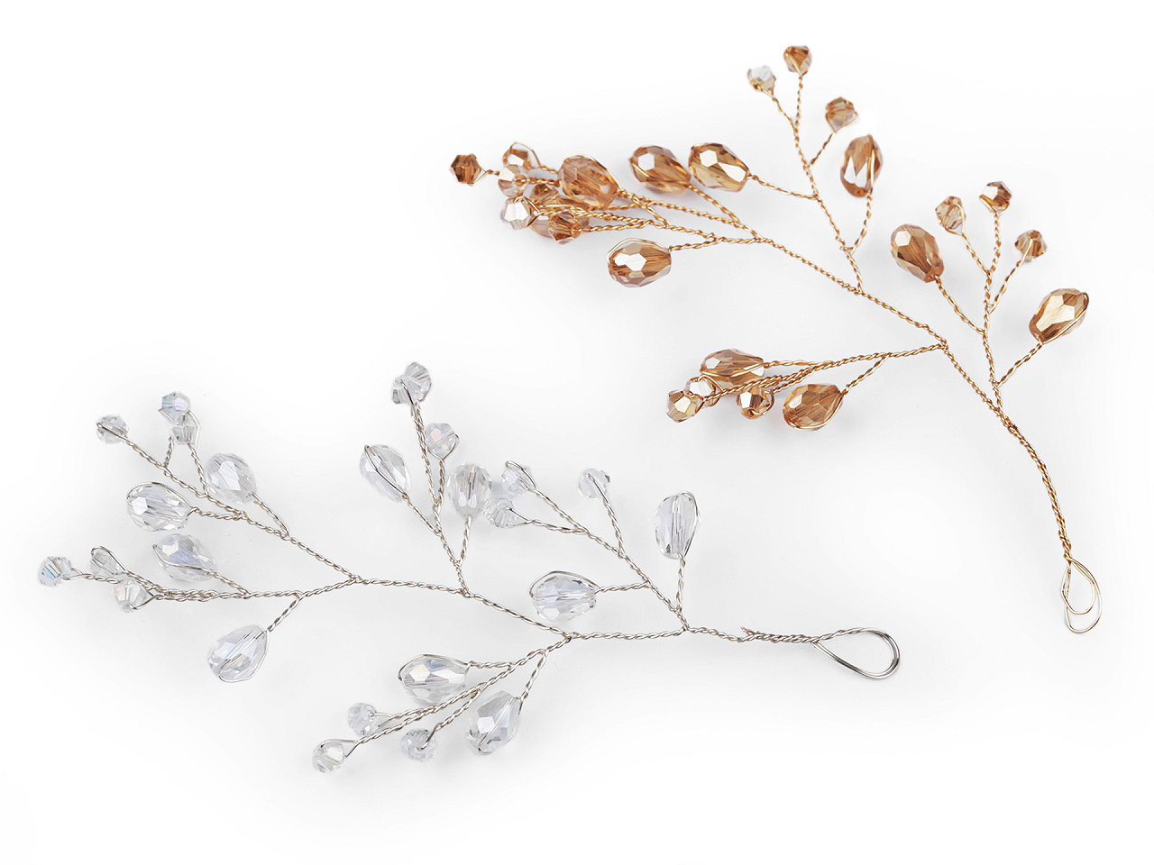 Crenguță de sârmă cu mărgele fațetate - Albastru delta (4 Bucăți)