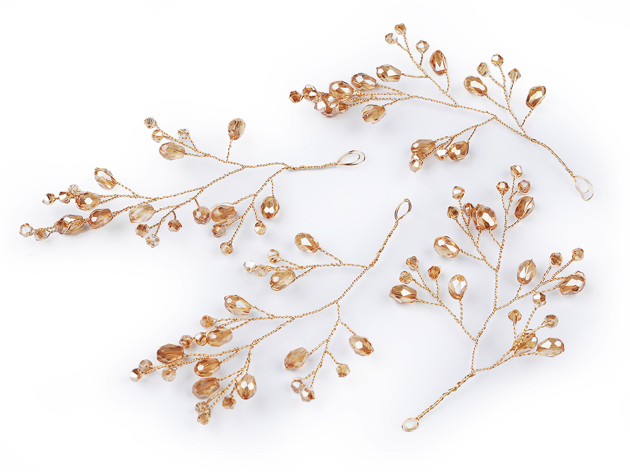 Crenguță de sârmă cu mărgele fațetate - Albastru delta (4 Bucăți)