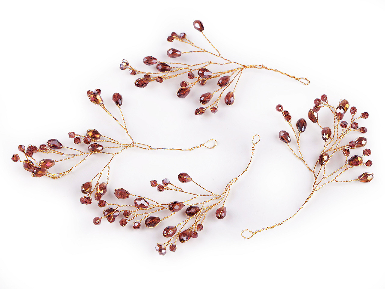 Crenguță de sârmă cu mărgele fațetate - Albastru delta (4 Bucăți)