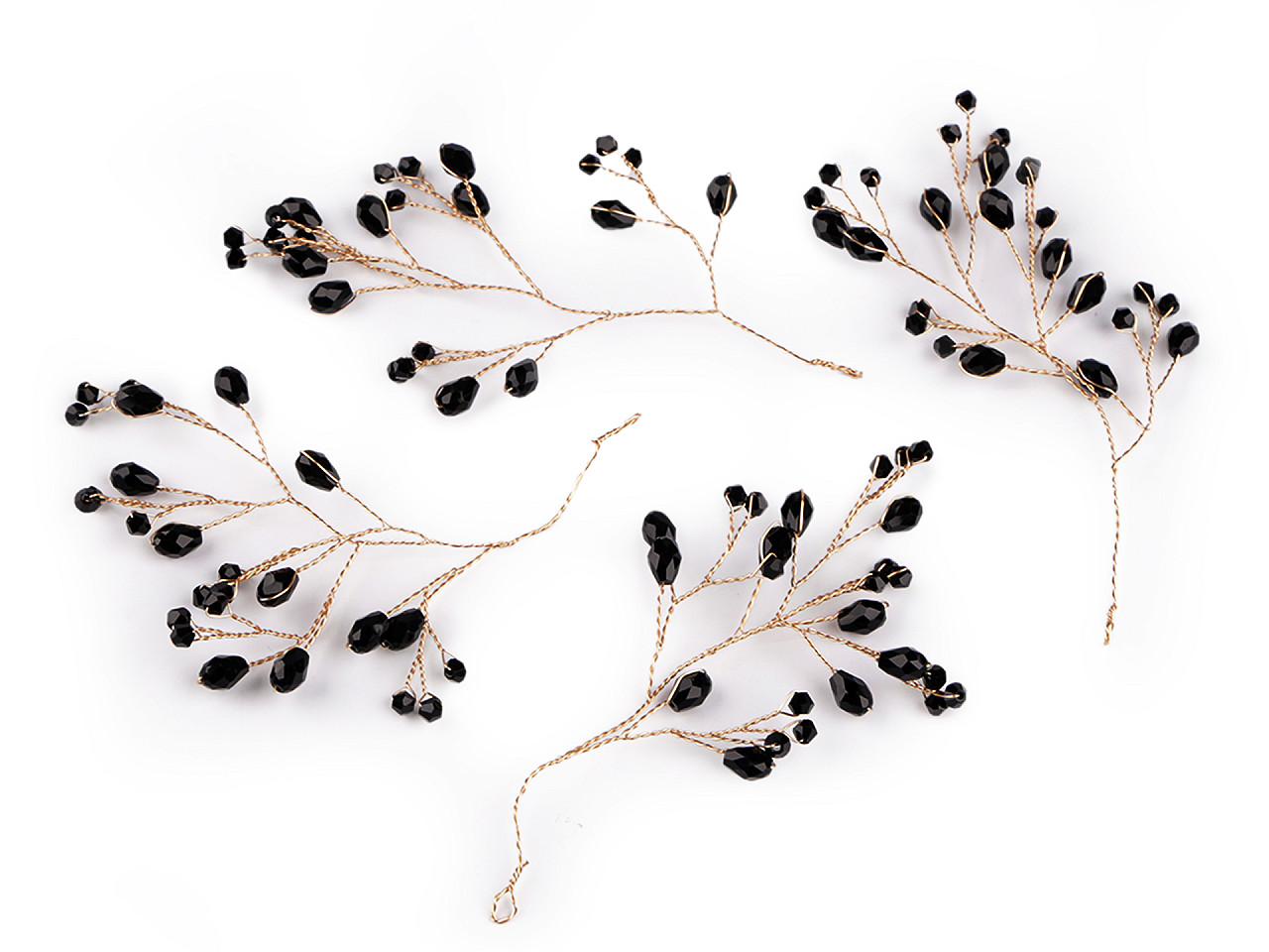 Crenguță de sârmă cu mărgele fațetate - Albastru delta (4 Bucăți)