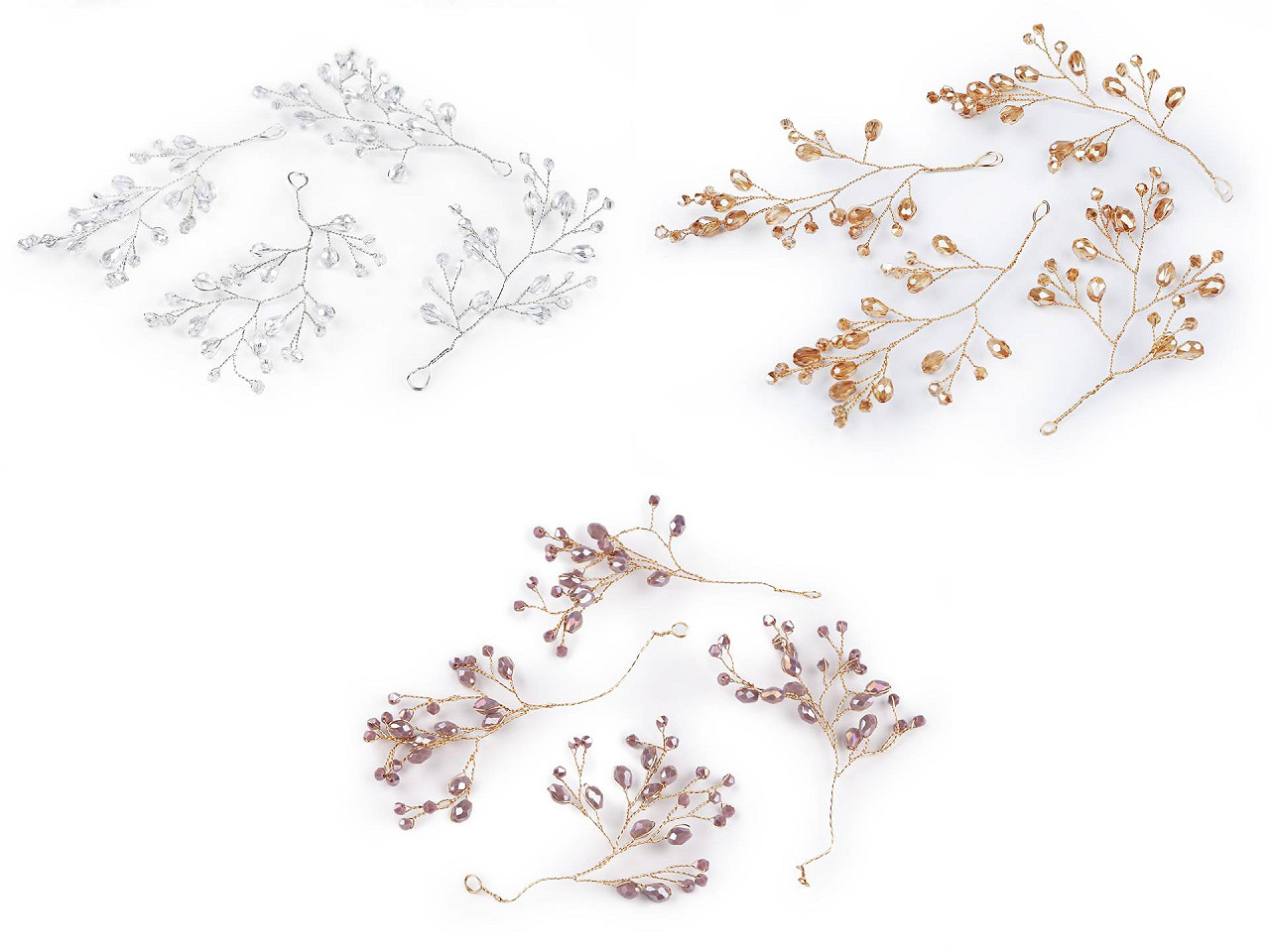 Crenguță de sârmă cu mărgele fațetate - Albastru delta (4 Bucăți)