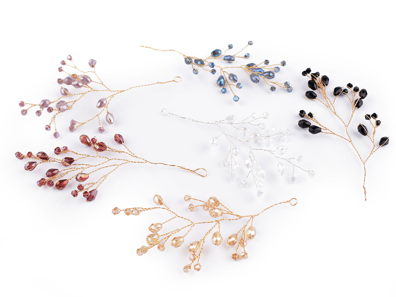 Crenguță de sârmă cu mărgele fațetate - Albastru delta (4 Bucăți)