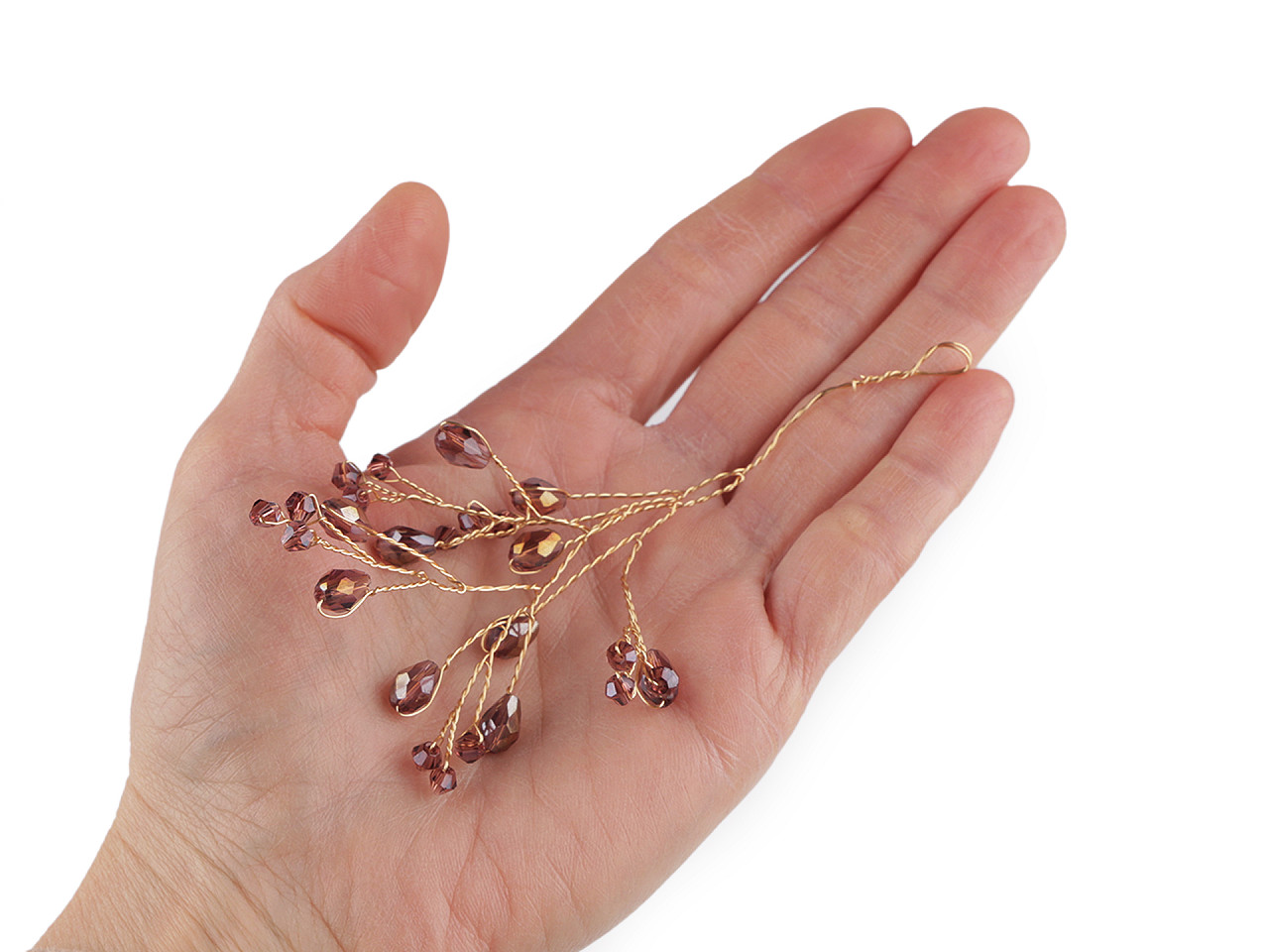 Crenguță de sârmă cu mărgele fațetate - Albastru delta (4 Bucăți)