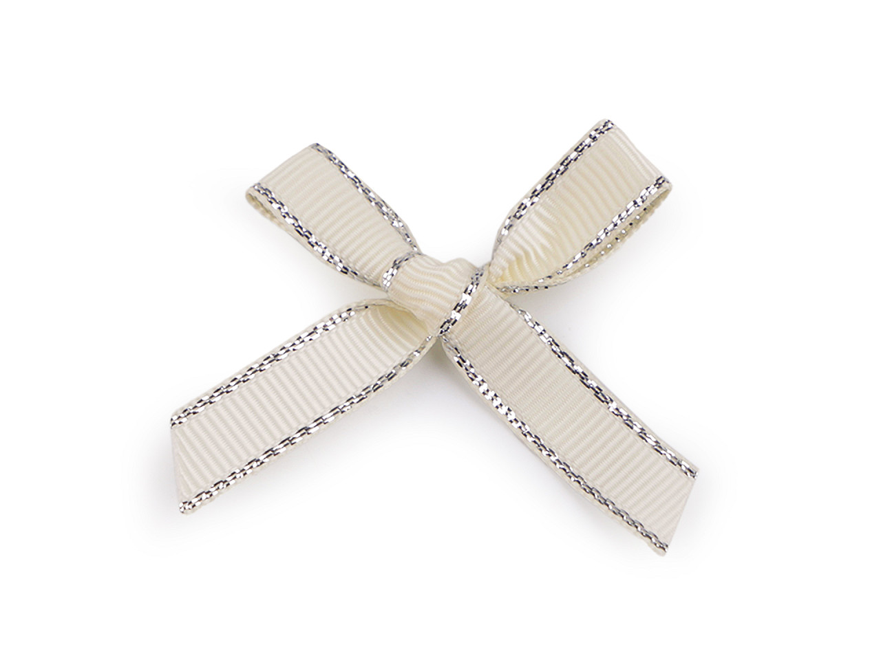 Fundita ripsata de nunta decorativa cu margine lurex - Alb (10 Bucăți)