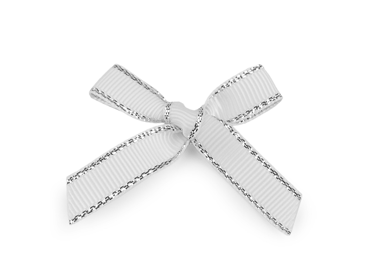 Fundita ripsata de nunta decorativa cu margine lurex - Alb (10 Bucăți)
