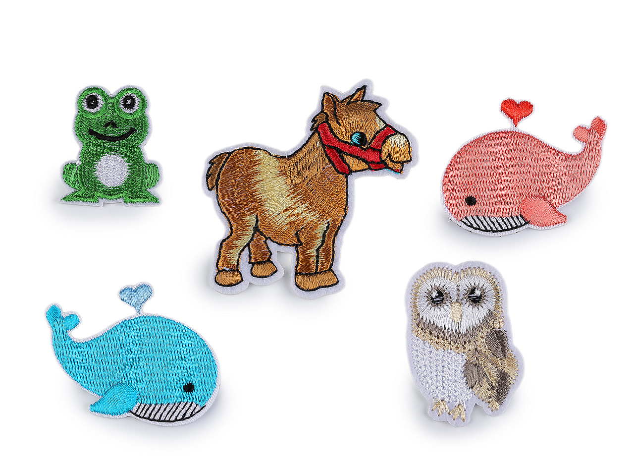 Aplicație termoadezibilă balenă, broască, bufniță, cal - Verde (10 Bucăți)