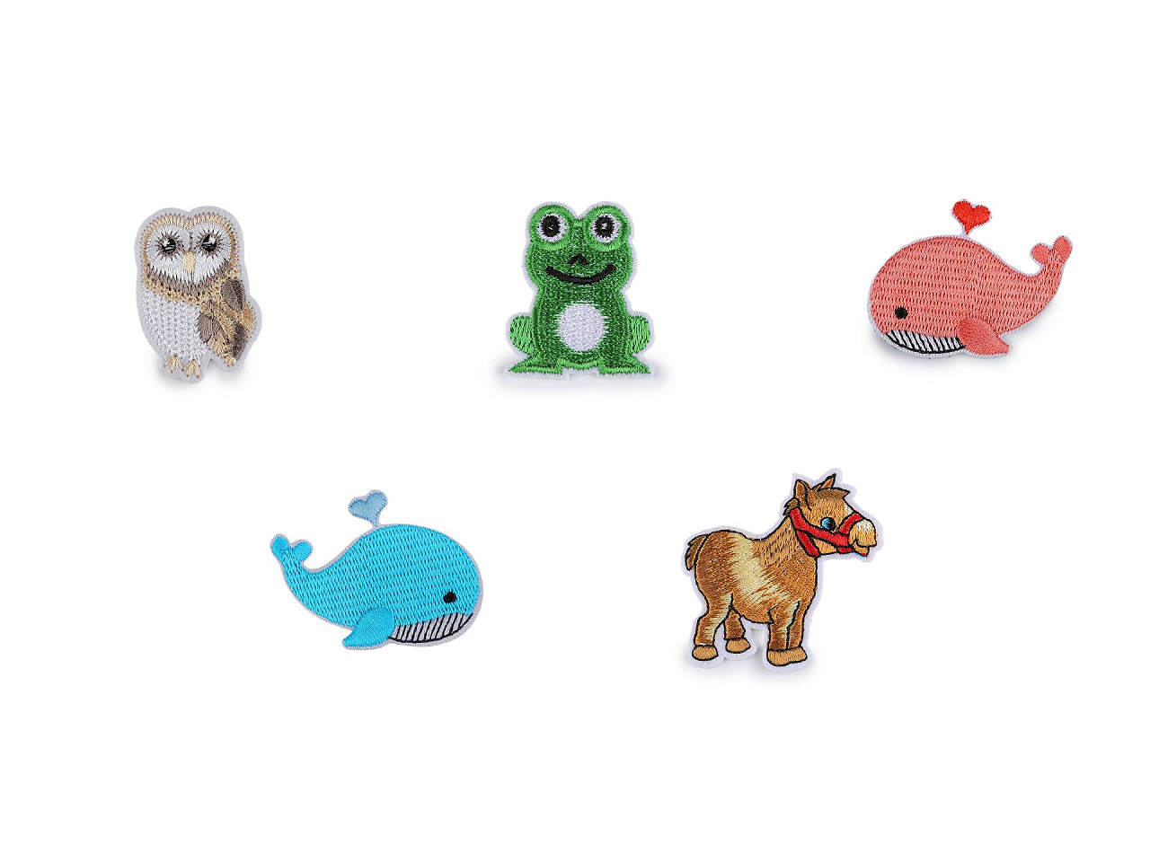 Aplicație termoadezibilă balenă, broască, bufniță, cal - Verde (10 Bucăți)