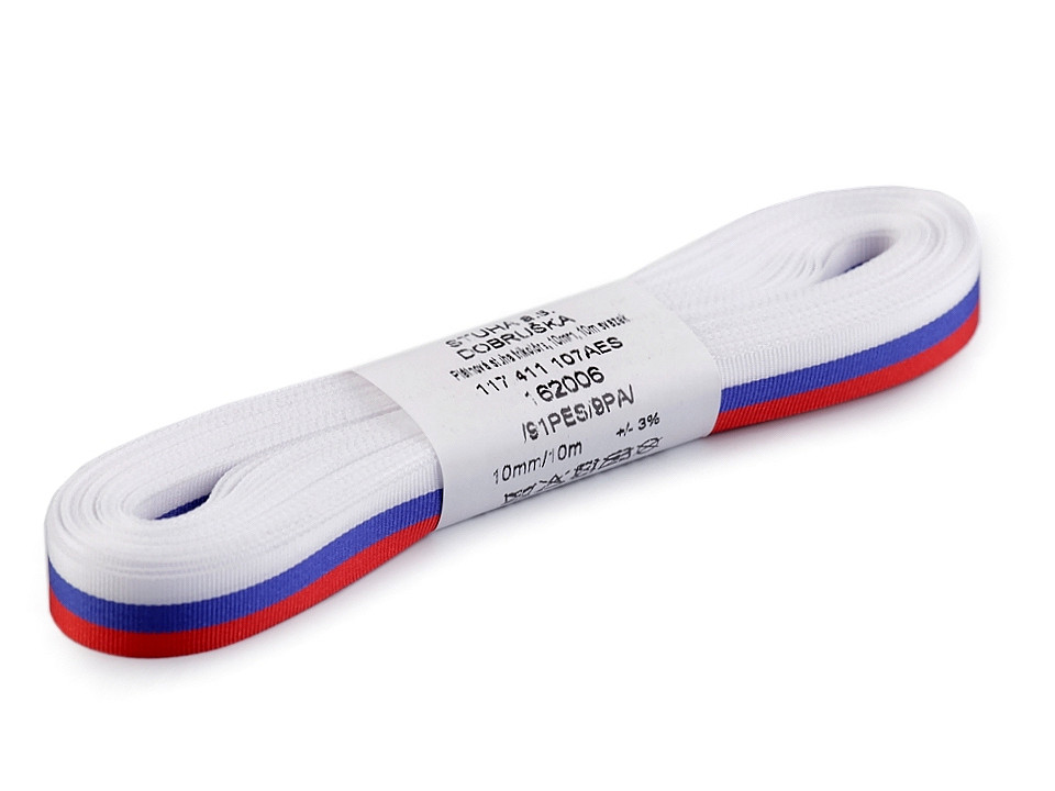 Panglică din tafta tricoloră, lățime 10 mm - Conform imaginii (50 Metri) Panglică din tafta tricoloră, lățime 10 mm - Conform imaginii (50 Metri)