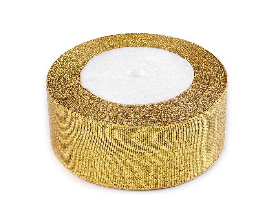 Panglică cu lurex, lățime 38 mm - Auriu (1 Metru)