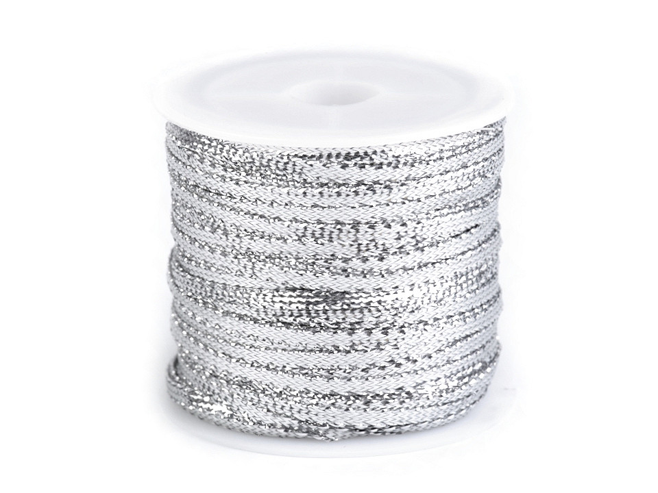 Panglică lurex / panglică lame, lățime 3 mm - Argintiu (1 Bucată)