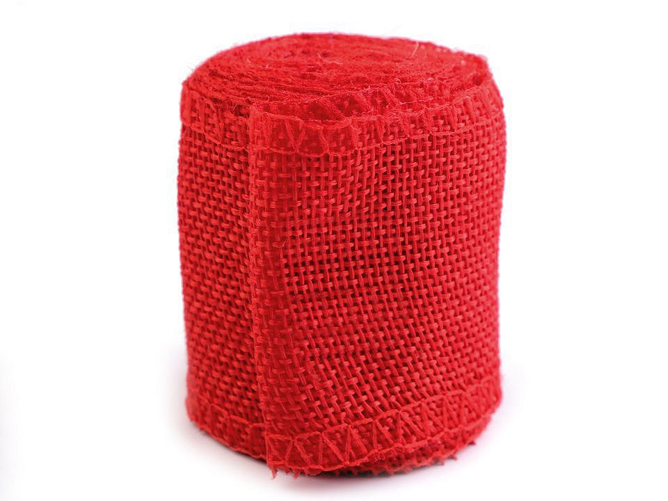 Panglică imitație iută, lățime 50 mm - Roșu (1 Bucată)