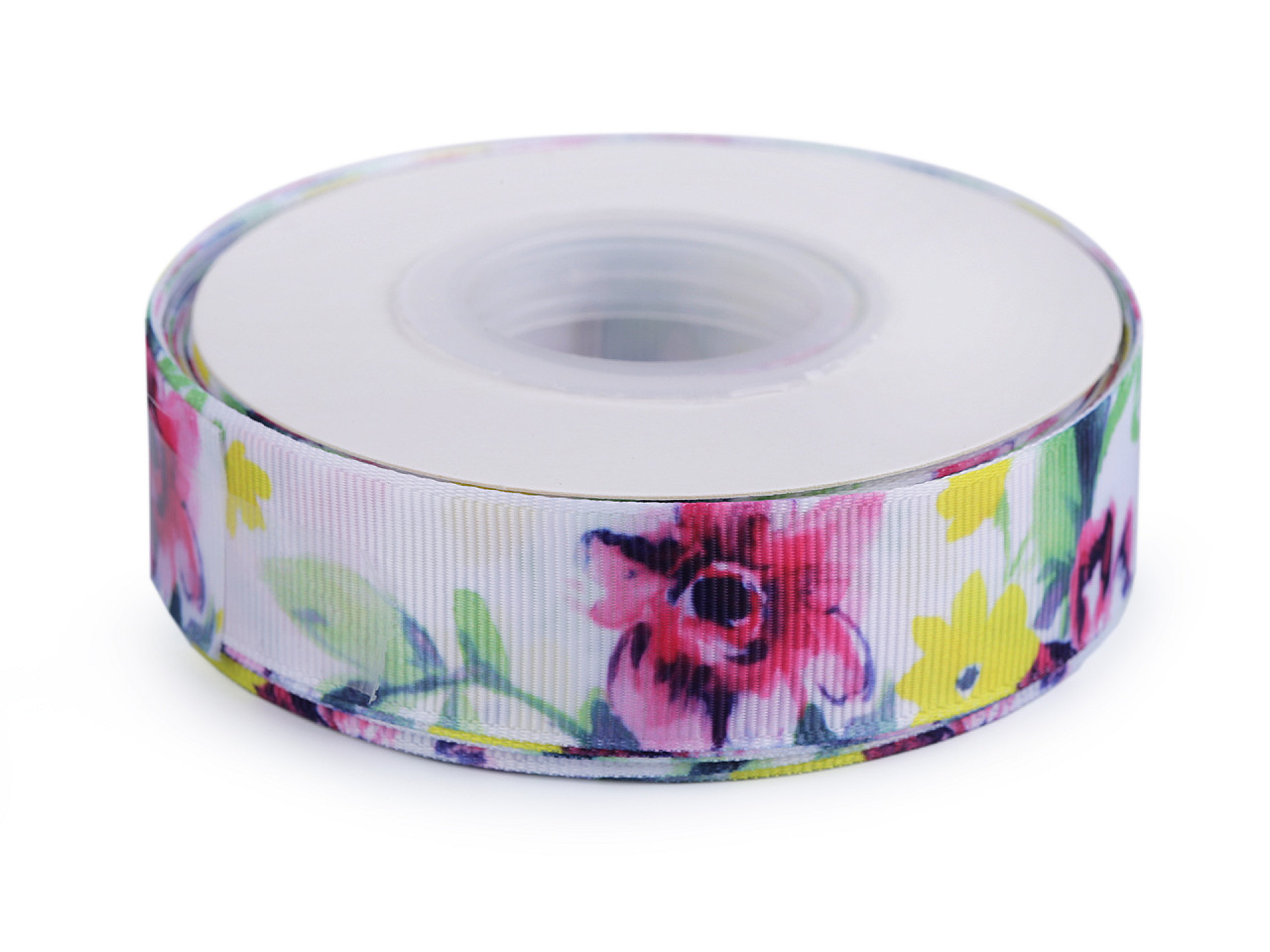 Panglică cu imprimeu floral, lățime 25 mm - Multicolor (1 Metru)