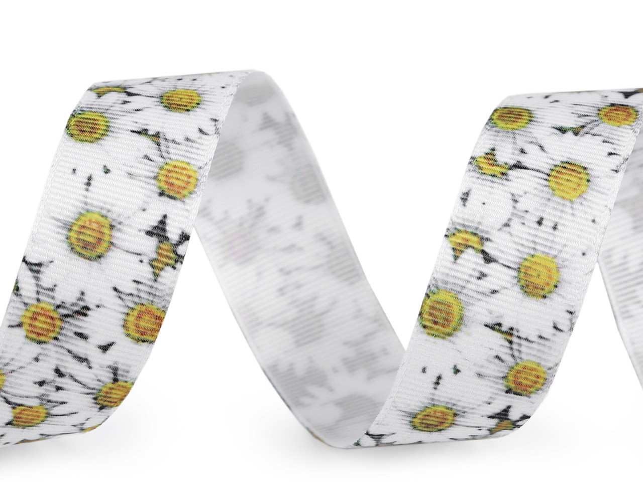 Panglică cu imprimeu floral, lățime 25 mm - Multicolor (1 Metru)