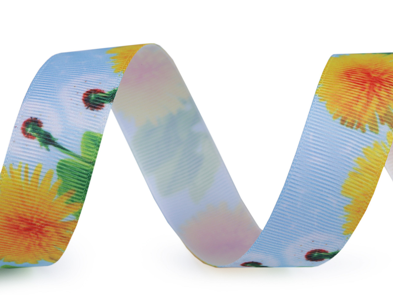 Panglică cu imprimeu floral, lățime 25 mm - Multicolor (1 Metru)