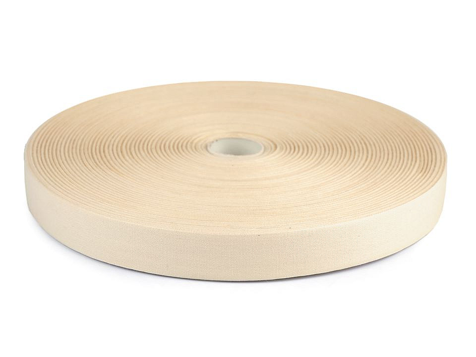 Panglică din bumbac uni, lățime 20 mm - Ecru deschis (1 Metru)