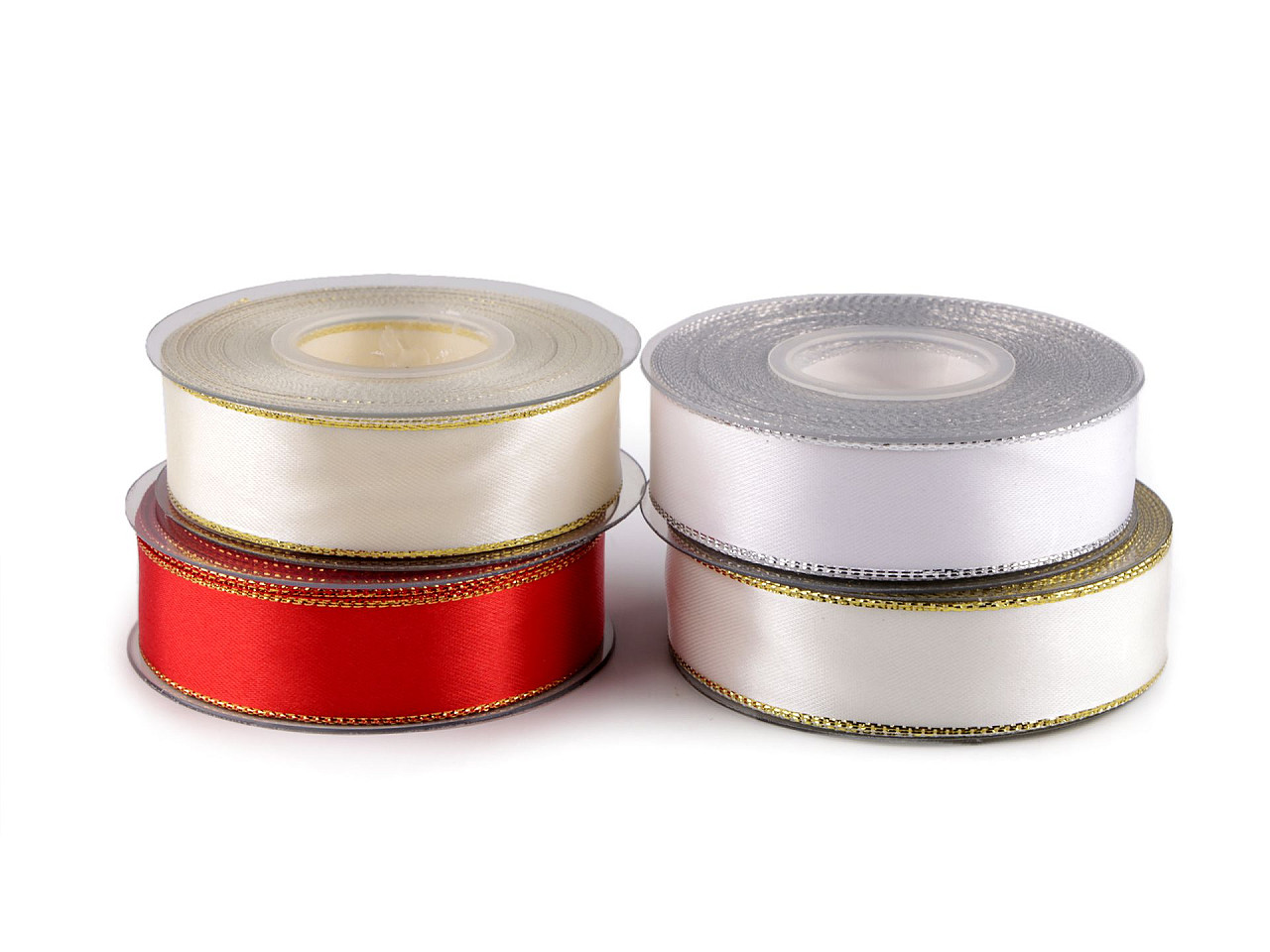 Panglica din satin cu margine lurex latime 25 mm - Crem deschis (25 Metri)