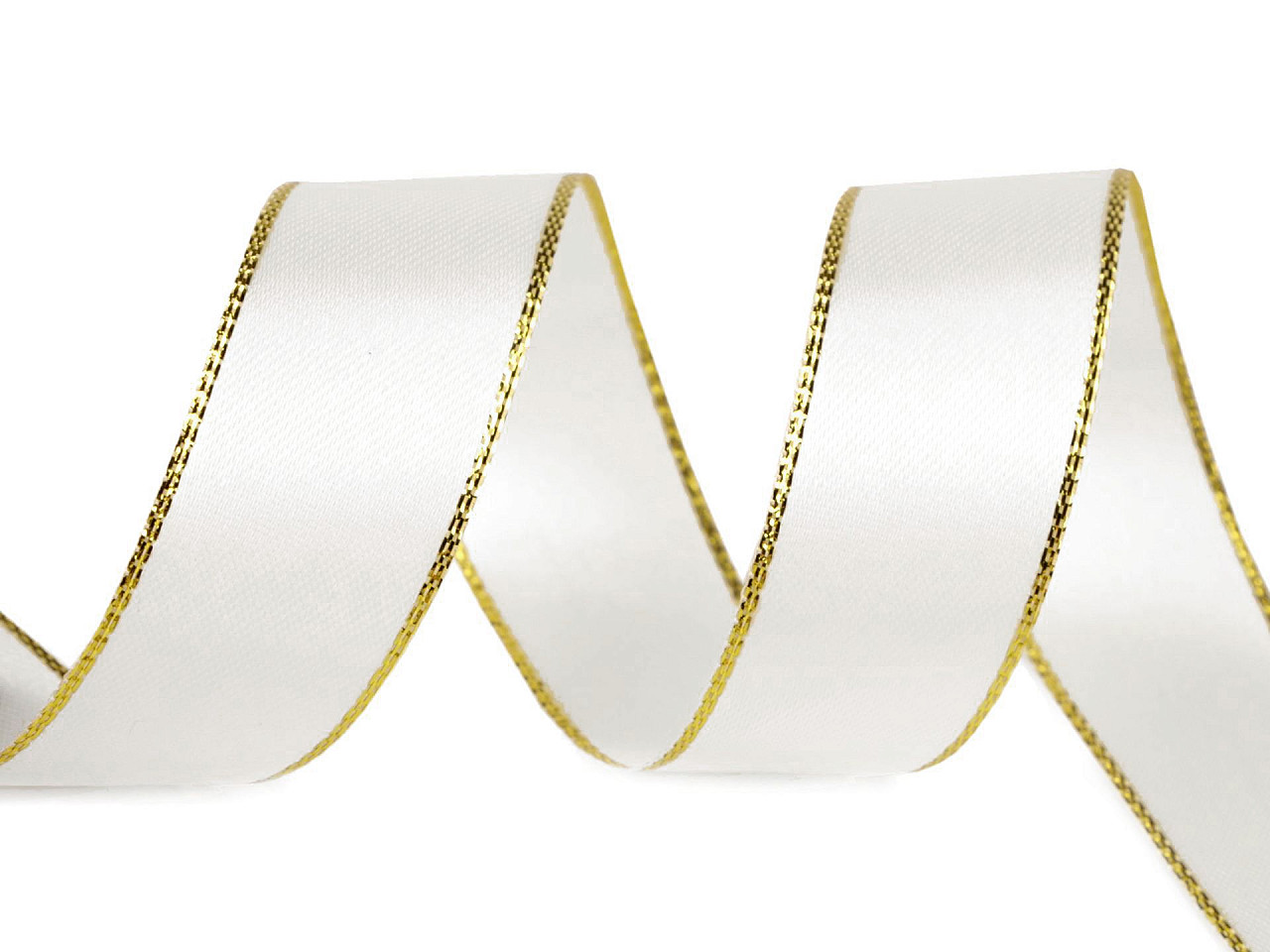 Panglica din satin cu margine lurex latime 25 mm - Crem deschis (25 Metri)