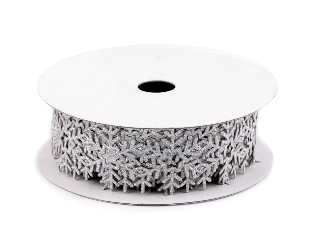 Bandă decorativă autoadezivă fulgi de zăpadă, lățime 24 mm - Alb (1 Metru)