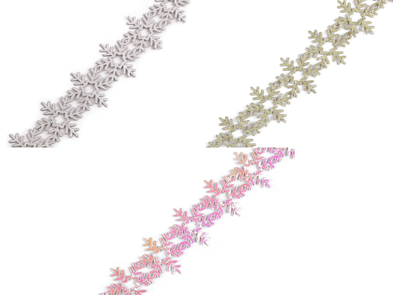 Bandă decorativă autoadezivă fulgi de zăpadă, lățime 24 mm - Alb (1 Metru)