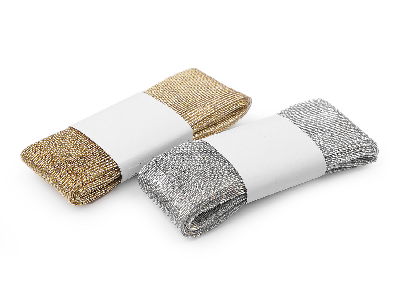 Panglică decorativă cu lurex 40 mm - Auriu deschis (50 Metri)