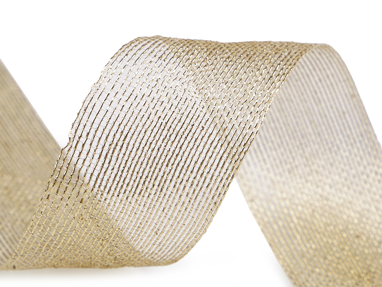 Panglică decorativă cu lurex 40 mm - Auriu deschis (50 Metri)