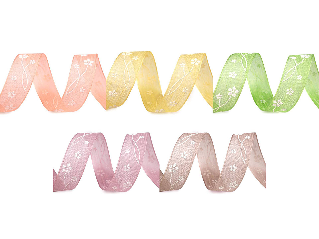 Panglica cu flori latime 25 mm - Roz antic deschis (20 Metri)