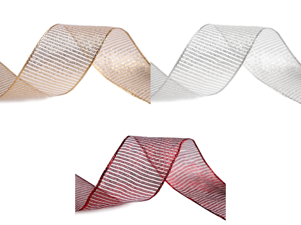 Panglica cu lurex si sarma latime 40 mm - Auriu deschis (25 Metri)