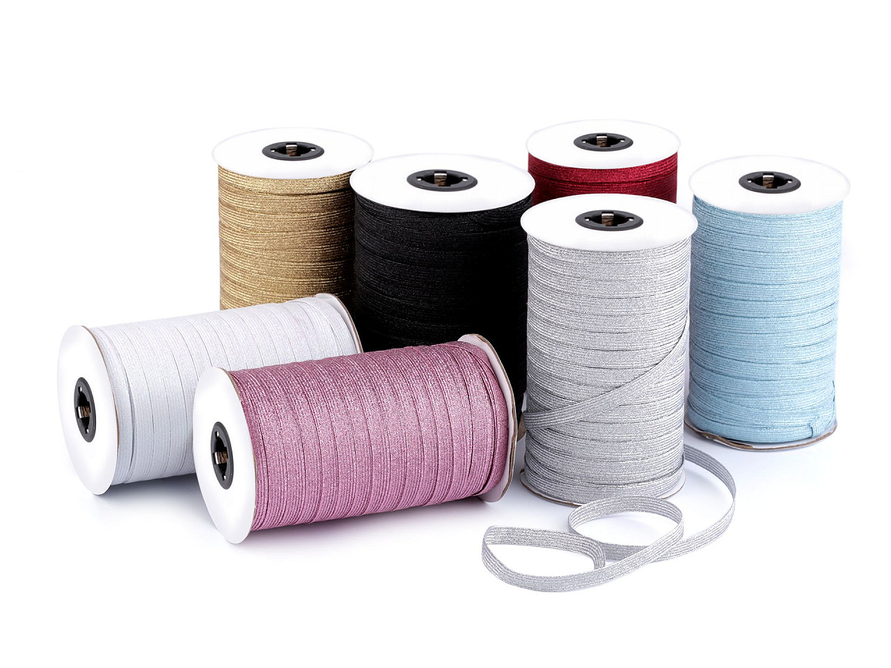 Elastic cu lurex, lățime 9 mm - Negru (90 Metri)