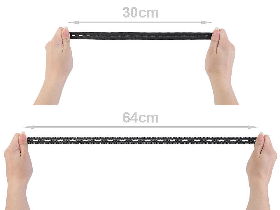 Elastic cu butoniere, lățime 15-17 mm - Negru (30 Metri)