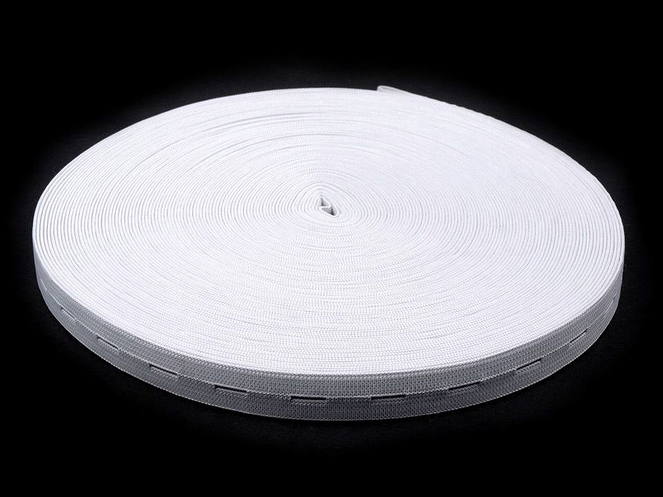 Elastic cu butoniere, lățime 20 mm - Negru (30 Metri)