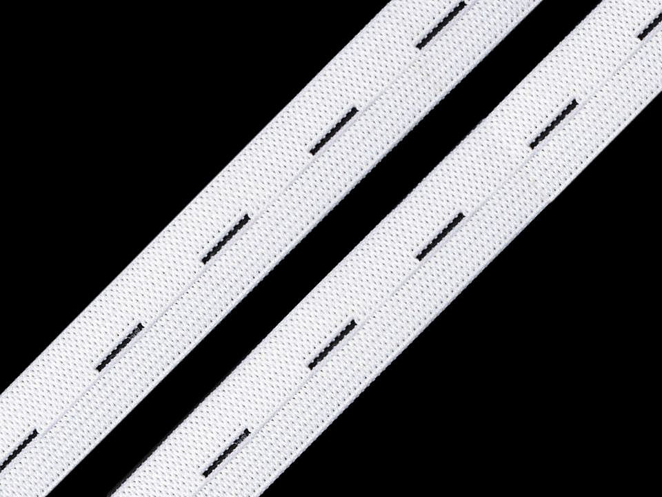 Elastic cu butoniere, lățime 20 mm - Negru (30 Metri)